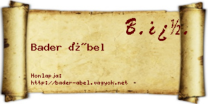 Bader Ábel névjegykártya